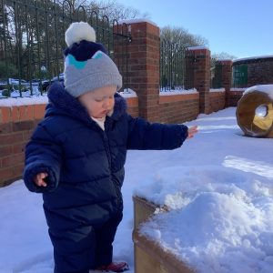 Prep school nursery outdoor snow play