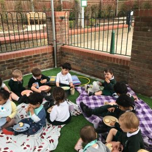 Prep school nursery outdoor picnic