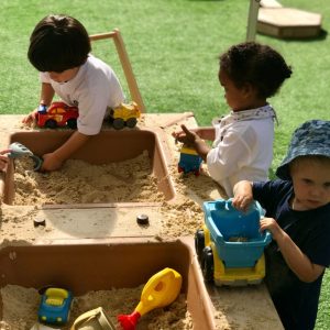 Prep school nursery - pupils playing in sandpit