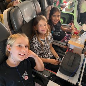 students on a plane